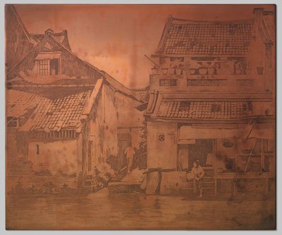 Batavia. Domy na kali, prádelna u schodiště domu vpravo od Willem Arnoldus Witsen