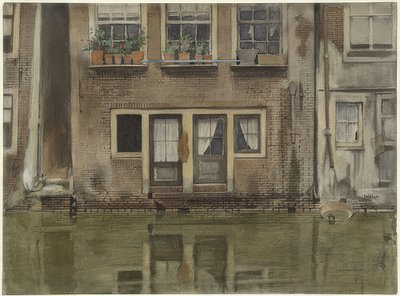 Haus an einer Gracht v Amsterdamu (Domy na kanálu v Amsterdamu) od Willem Arnoldus Witsen