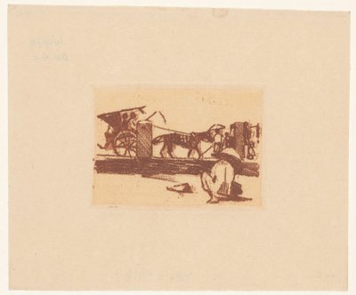 Postava v podřepu a sado v Buitenzorg od Willem Arnoldus Witsen