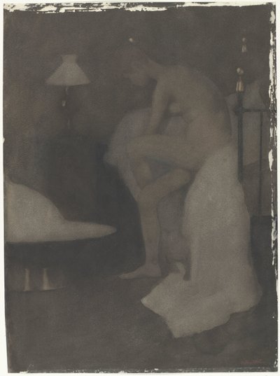 Nahá žena sedí na okraji postele od Willem Arnoldus Witsen