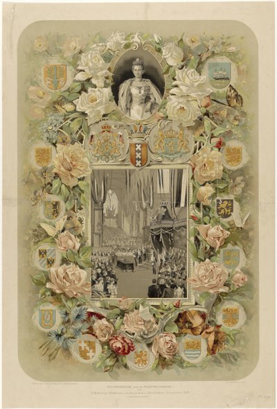 Na památku slavnostní korunovace HM královny Wilhelminy v Nieuwe Kerk v Amsterdamu - 6. září 1898 (název na předmětu) od Willem Zwart