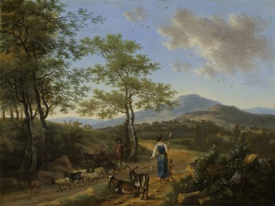 Italská krajina s pastevci od Willem de Heusch