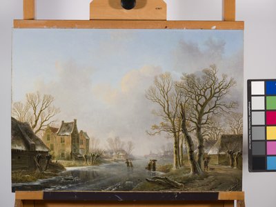Bruslaři Na Zamrzlé řece, Dordrecht od Willem de Klerk