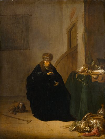 The Gold Weigher, c.1635-1640 (olej na panelu) od Willem de Poorter