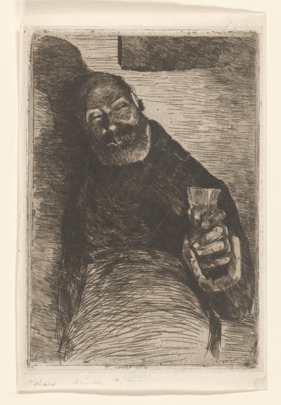 Piják (původní název na objektu) Muž se zvednutým sklem (původní název) od Willem de Zwart (signed by artist)