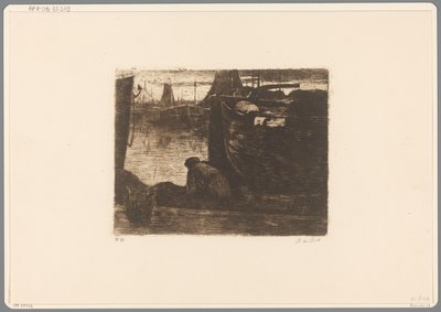 Muž na nábřeží v přístavu Na nábřeží (původní název) od Willem de Zwart (signed by artist)