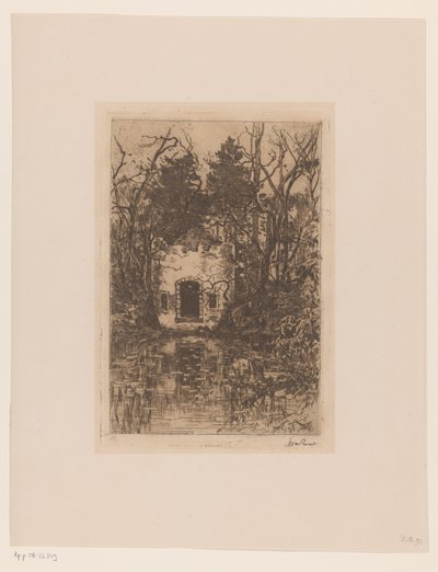 Zřícenina u rybníka Ruiny u rybníka (Lage Vuursche) (původní název) od Willem de Zwart (signed by artist)