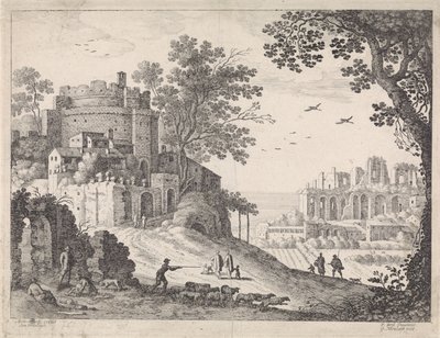 Budovy podél silnice Italské krajiny (název série) od Willem van Nieulandt (II)
