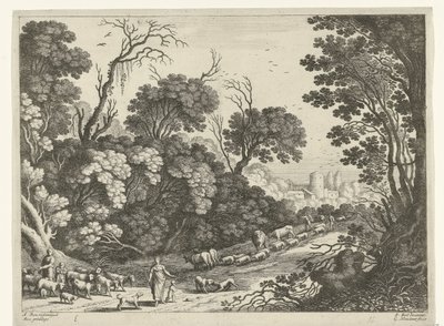 Pastýři se stádem Italské krajiny (název série) od Willem van Nieulandt (II)