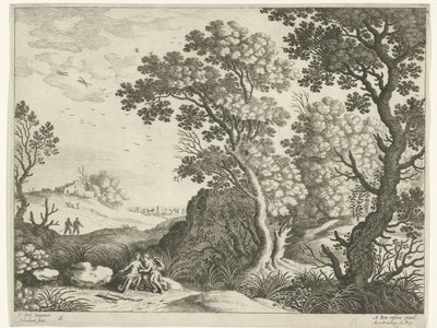 Krajina s Dianou a nymfou Italské krajiny (název série) od Willem van Nieulandt (II)