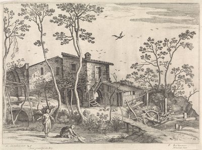 Krajina s Tobiášem a andělem Italské krajiny (název série) od Willem van Nieulandt (II)