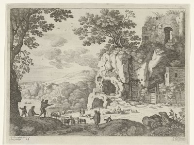 Krajina s ruinou Italské krajiny (název série) od Willem van Nieulandt (II)