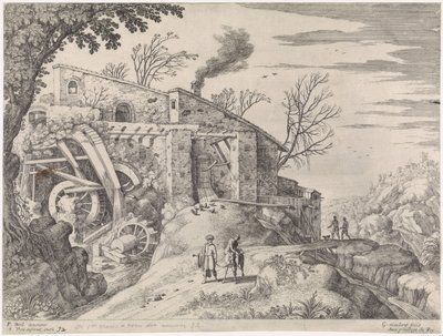 Krajina s vodním mlýnem a milosrdným Samaritánem Italské krajiny (název série) od Willem van Nieulandt (II)