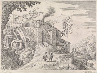 Krajina s vodním mlýnem a milosrdným Samaritánem Italské krajiny (název série) od Willem van Nieulandt (II)
