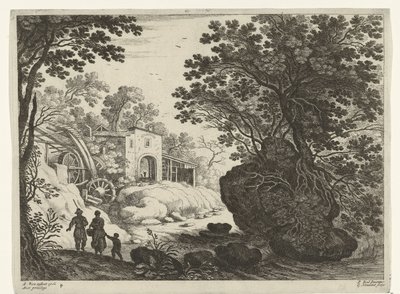 Pár a dítě u vodního mlýna Italské krajiny (název série) od Willem van Nieulandt (II)
