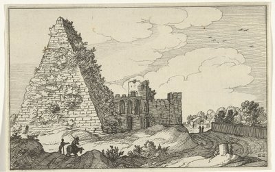 Pyramida Gaia Cestia Římské ruiny a pobřežní krajiny (série 1) (název série) od Willem van Nieulandt (II)