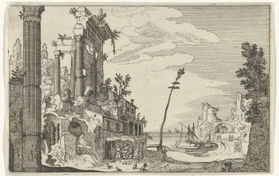 Římské ruiny u moře Římské ruiny a pobřežní krajiny (série 1) (název série) od Willem van Nieulandt (II)