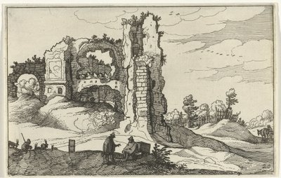 Zřícenina s bránou Římské ruiny a pobřežní krajiny (série 1) (název série) od Willem van Nieulandt (II)
