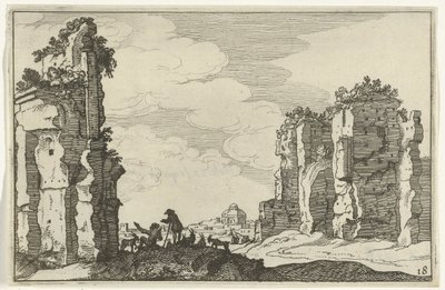 Zřícenina lázní Caracalla Římské ruiny a pobřežní krajiny (série 1) (název série) od Willem van Nieulandt (II)