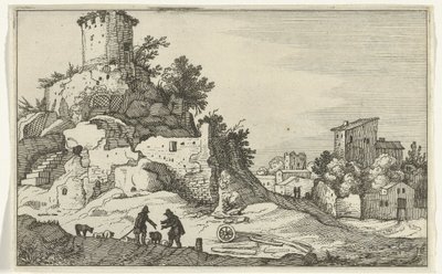 Zřícenina věže Římské ruiny a pobřežní krajiny (série 1) (název série) od Willem van Nieulandt (II)