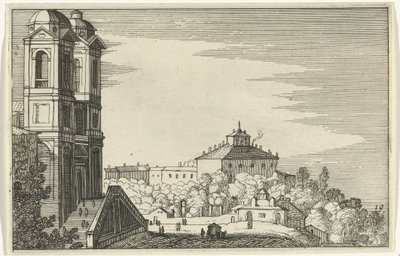 Trinità dei Monti v Římě Romeinse ruïnes en kustlandschappen (série 1) (název série) od Willem van Nieulandt (II)