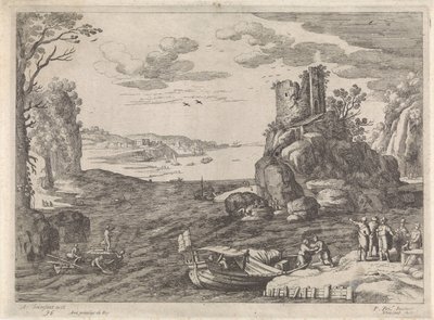 Několik lodí v zátoce Italské krajiny (název série) od Willem van Nieulandt (II)