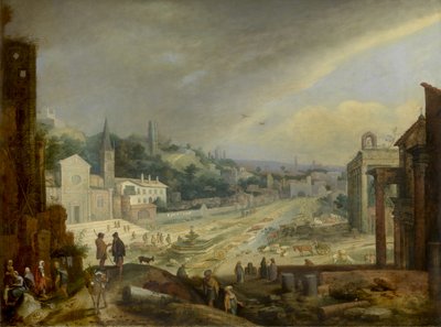 Pohled na Campo Vaccino, Řím (olej na panelu) od Willem van Nieulandt