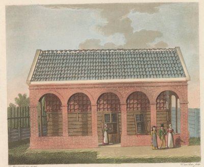 Dům cara Petra v Zaandamu, 1824 Dům cara Petera den Grooten v den Jare 1697 obývaný v Zaandamu / La Chaumière Habitée od cara Pierra le Grand à Zaandana en 1697 (název na objektu) od Willem van Senus