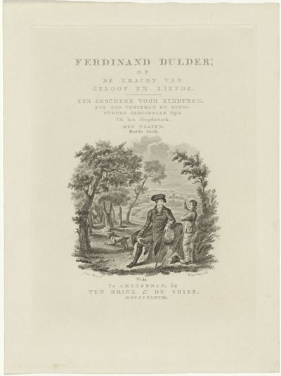 Sedící cestovatel a chlapec v krajině Titulní strana pro: J.G. Tobler, Ferdinand Dulder, 1838 od Willem van Senus