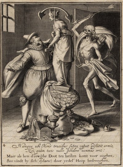 Smrt šípem, který se chystá zasáhnout muže, 1609 od Willem van Swanenburgh