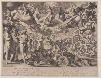 Poslední soud, deska 13 z knihy Trůny spravedlnosti (Thronus Iustitiae) od Willem van Swanenburgh