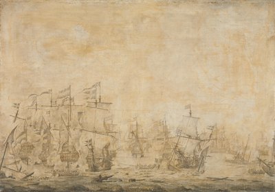 Bitva mezi nizozemskou a švédskou flotilou, v Sound, 8. listopadu 1658 od Willem van de Velde (I) (attributed to)