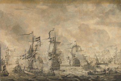 Bitva mezi nizozemskou a švédskou flotilou, v Sound, 8. listopadu 1658 od Willem van de Velde (I)