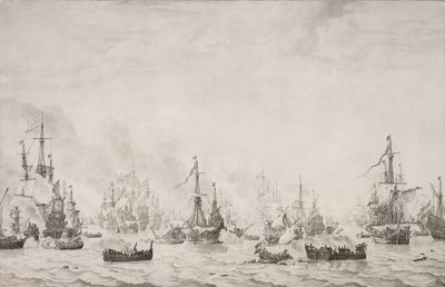Bitva o Downs Bitva u Downs proti španělské armádě, 21. října 1639 od Willem van de Velde (I)