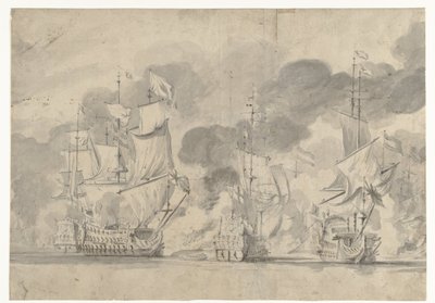 Bitva u Lowestoftu 13. června 1665 od Willem van de Velde (I)