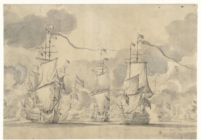 Bitva u Lowestoftu 13. června 1665 od Willem van de Velde (I)