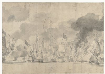 Bitva u Lowestoftu 13. června 1665 od Willem van de Velde (I)