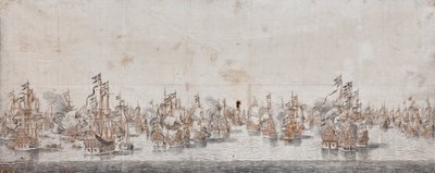 Bitva u Fehmarnu, kolem 1650 (inkoust a mytí na papíře) od Willem van de Velde