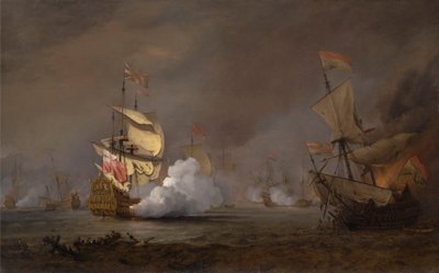 Námořní bitva anglo-nizozemských válek od Willem van de Velde the Younger
