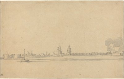 Pohled na holandské město (Delft?) od Willem van de Velde the Younger