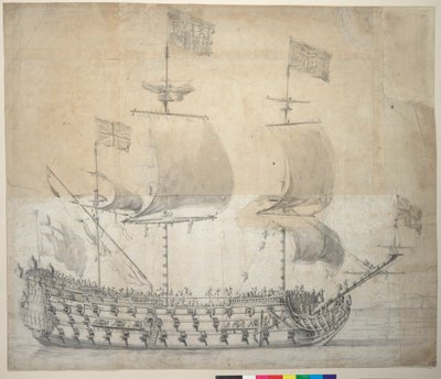 HMS Britannia (kresba) od Willem van de the Elder Velde