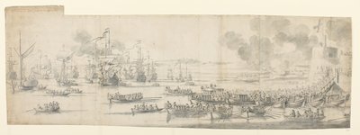 Marie Modenská se nalodila v Gravesendu od Willem van de the Elder Velde