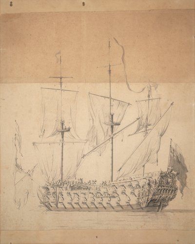 Portrét anglického třeťáka, asi 1673 (grafit, šedá barva) od Willem van de the Elder Velde