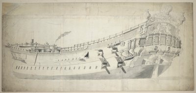 Portrét "Charles Galley", asi 1676 (grafit, šedá barva) od Willem van de the Elder Velde