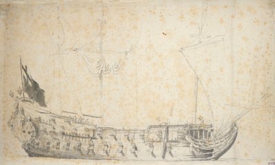 Portrét "Essexu", asi 1660 (grafit, šedá barva) od Willem van de the Elder Velde