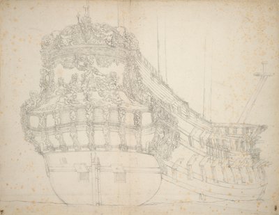Portrét lodi "Gideon", postavené v roce 1664 a naposledy zaznamenané v roce 1689, cca 1670 (ofset) od Willem van de the Elder Velde
