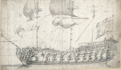 Portrét "tygra" (1678), asi 1681 (grafit, šedá barva) od Willem van de the Elder Velde