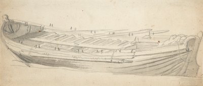 Studie lodního člunu, kolem roku 1665 (grafit, šedá barva) od Willem van de the Elder Velde