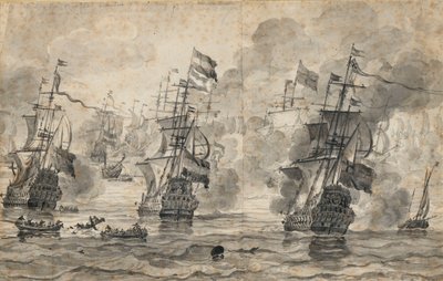 Bitva u Scheveningenu, 31. července 1653: poslední průsmyk bitvy od Willem van de the Elder Velde
