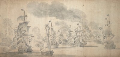 Bitva u Solebay, 28. května - 7. června 1672 (grafit) od Willem van de the Elder Velde